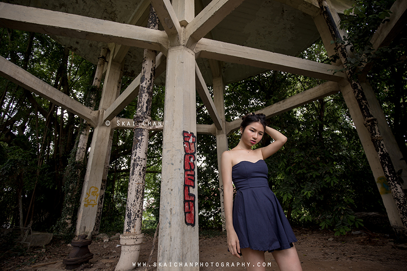 Fashion portrait photoshoot with Wanping at Portsdown Road water tank