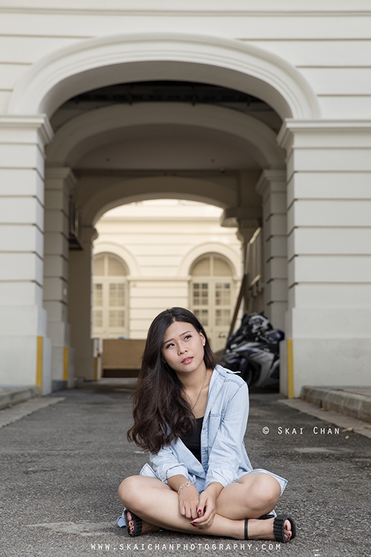 Street streetwear fashion photoshoot with Esther Pai Min Li at Old Parliament Lane & Boat Quay