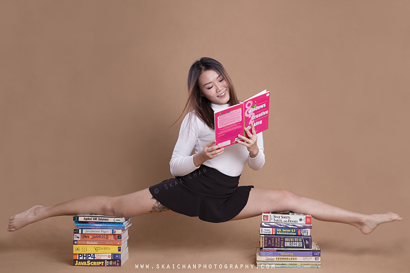 School girl themed photoshoot with Jasmine Tan at Tanjong Pagar (photography studio)