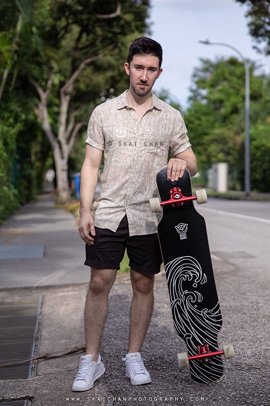 Sports longboard photoshoot with Lukas Berger at Tanjong Katong