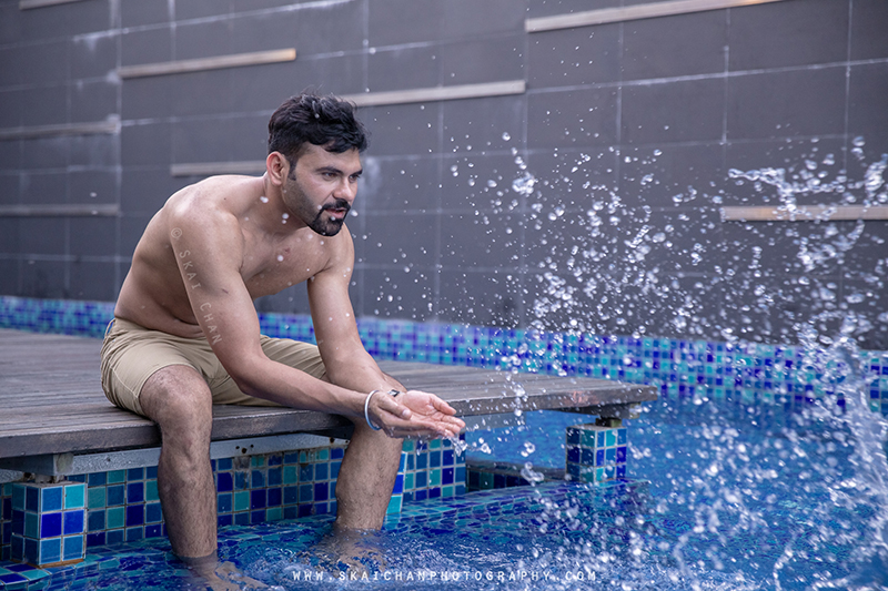Water Themed fitness portrait photoshoot with Anmol @ swimming pool @ Edenz Loft